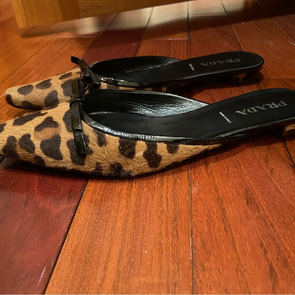 Prada animal print kitten heels
